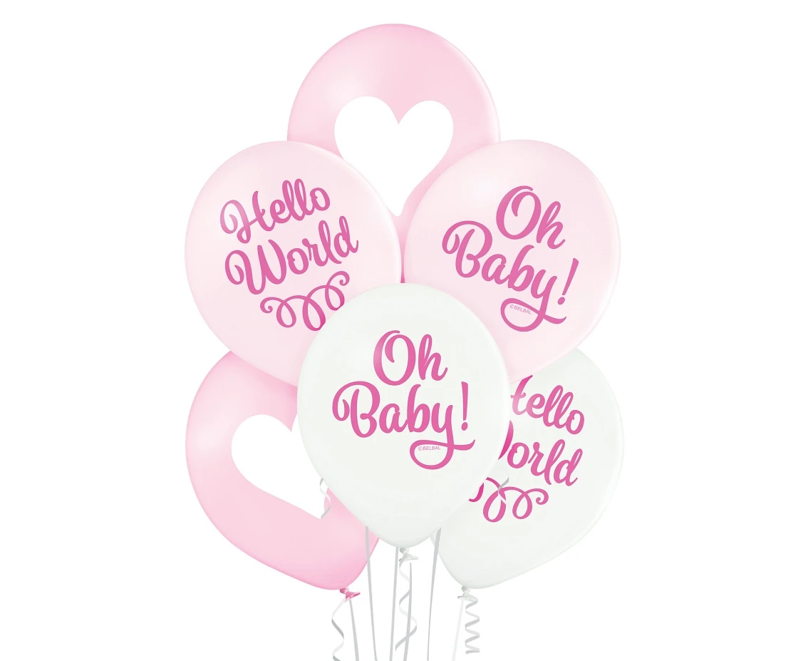 Balony Belbal 12", D11, Oh Baby dziewczynka, 6szt.