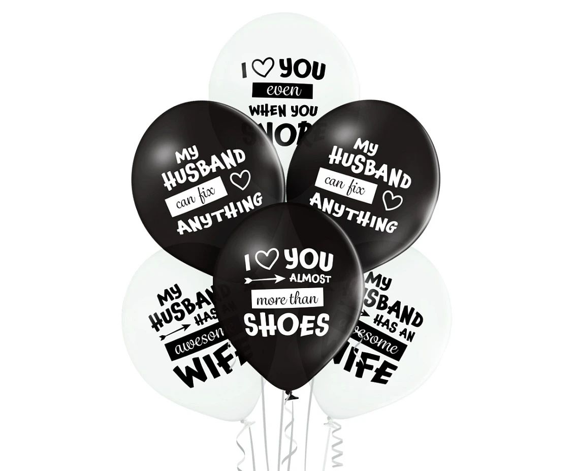 Balony Belbal 12", D11, najlepszy mąż na świecie biało-czarne, 6szt. KK