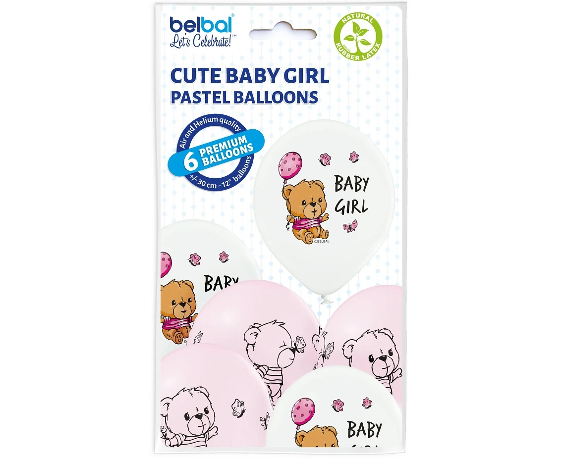 Balony Belbal 12", D11, Baby girl mix, 6szt.