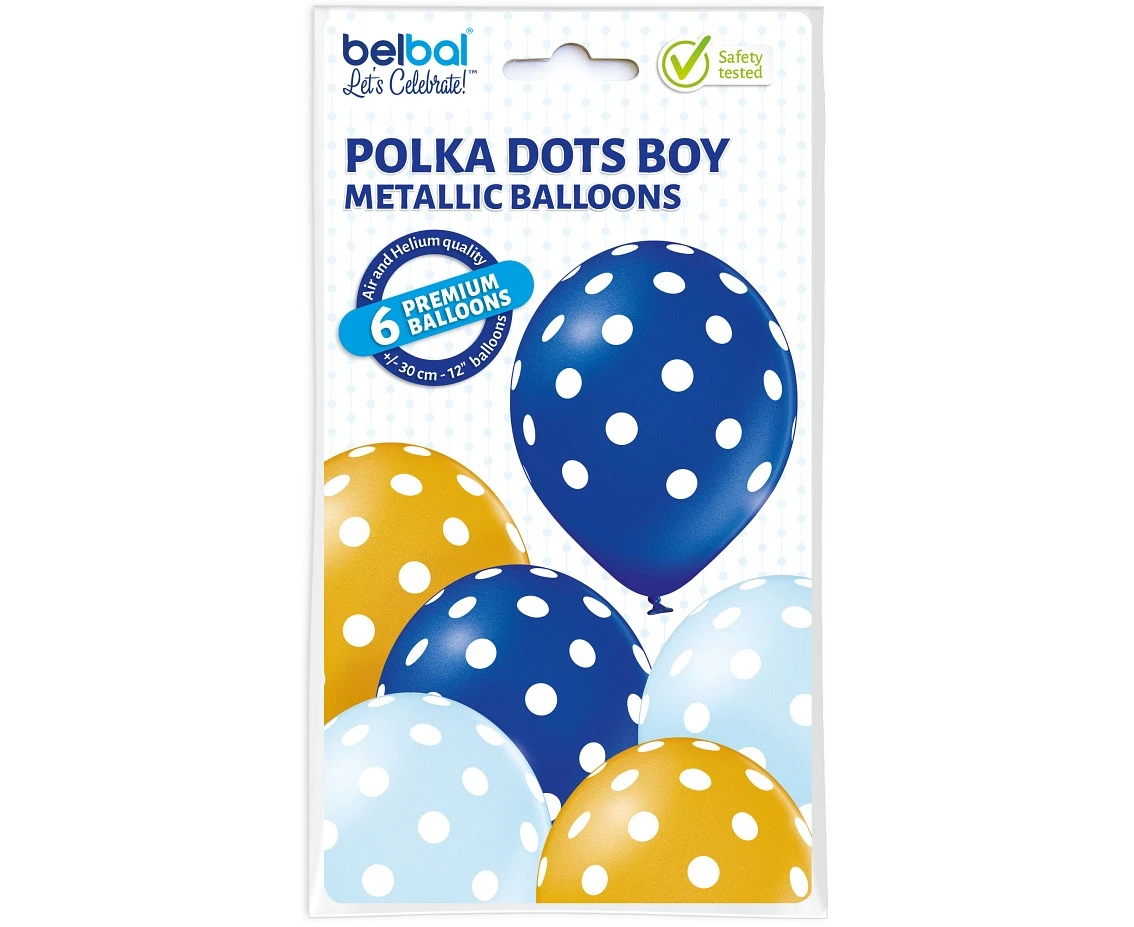 Balony Belbal 12", D11, groszki chłopiec, 6szt. KK