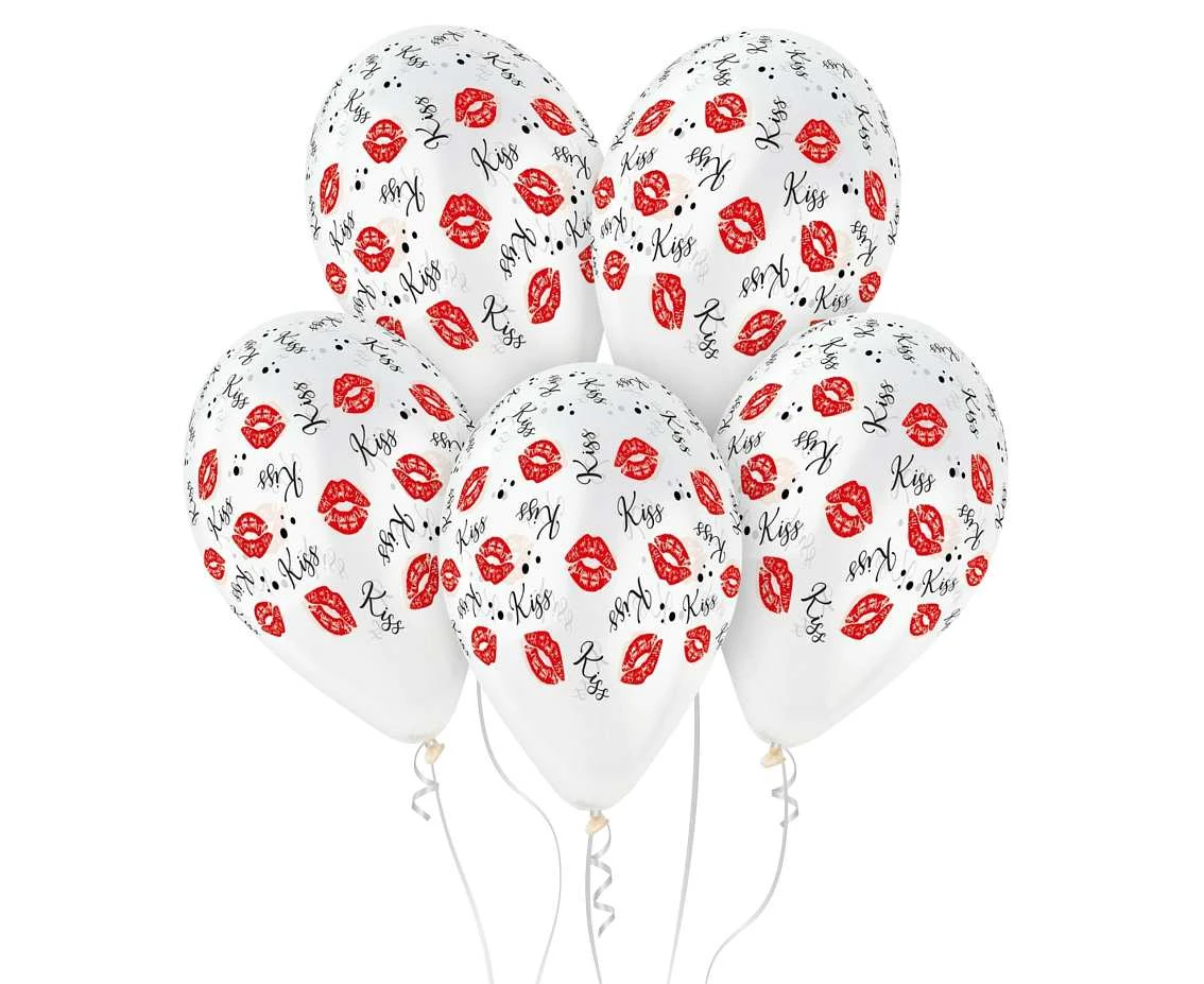 Balony Gemar 13", pastel premium hel kiss kiss, 5szt. KK