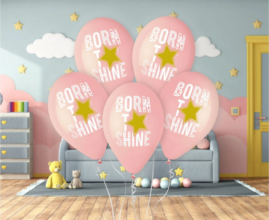 Balony Gemar 13", pastel premium hel born to shine (różowe), 5szt. KK