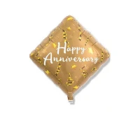 Balon Ibrex Hel, diament 14", Happy Anniversary Star&Ribbons, packed