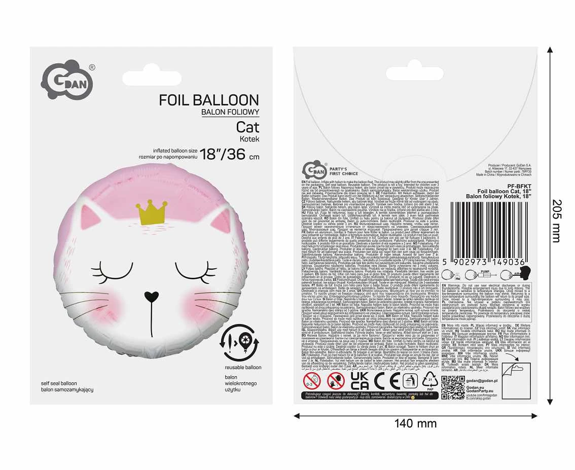 Balon foliowy Kotek, 18 cali AA