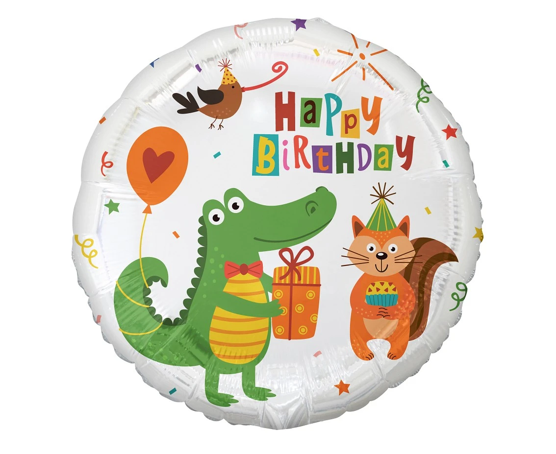 Balon foliowy Krokodylek z prezentem (Happy Birthday), 18" KK