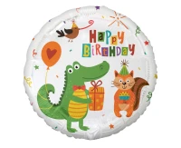 Balon foliowy Krokodylek z prezentem (Happy Birthday), 18" KK