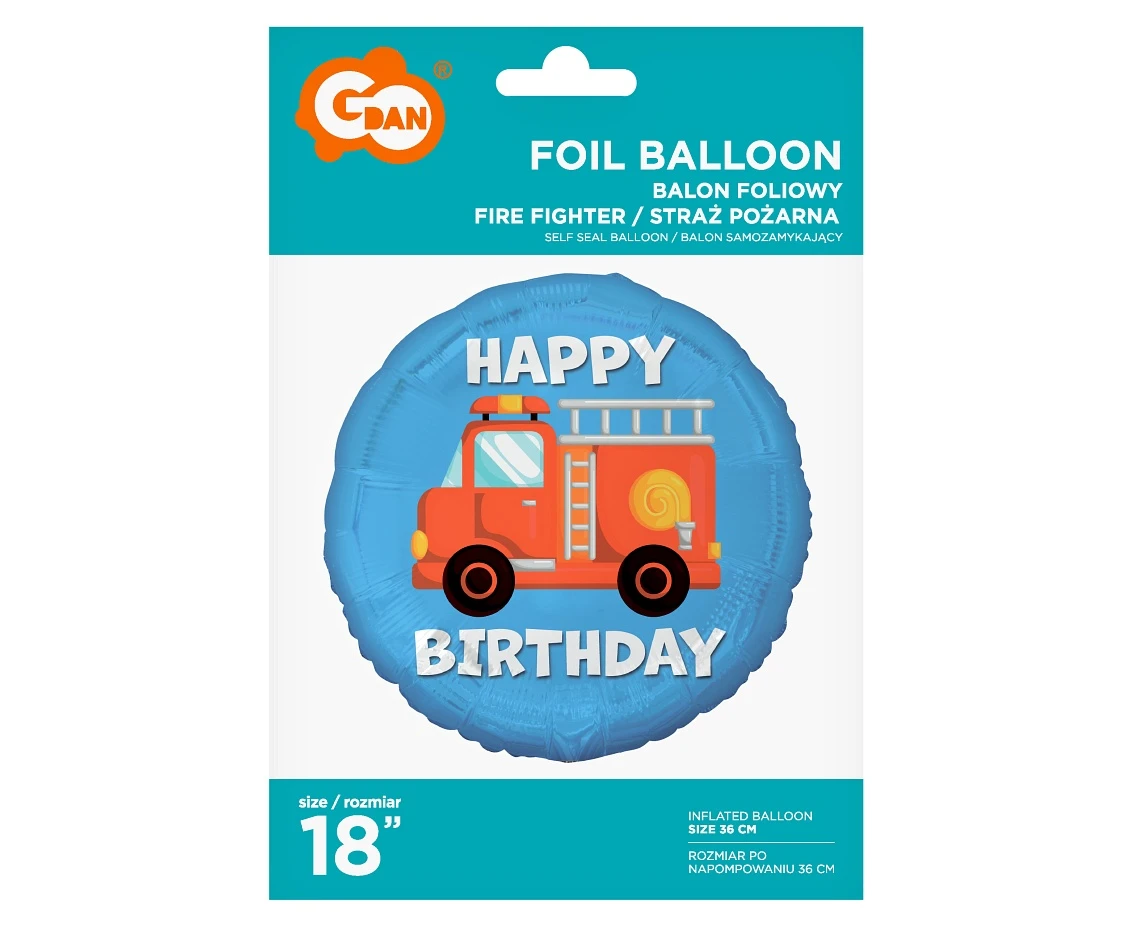 Balon foliowy Straż pożarna (Happy Birthday), 18 cali KK