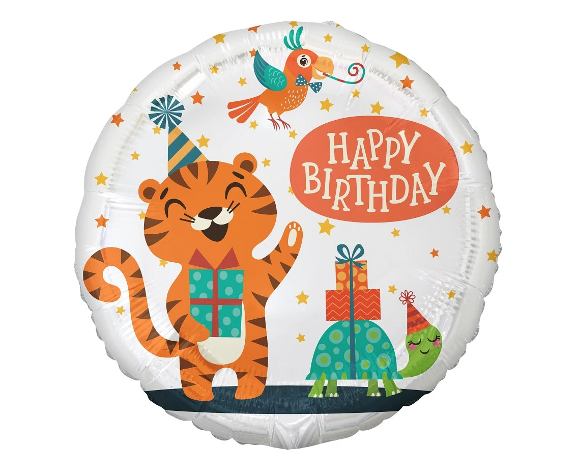 Balon foliowy Tygrysek (Happy Birthday), 18 cali KK