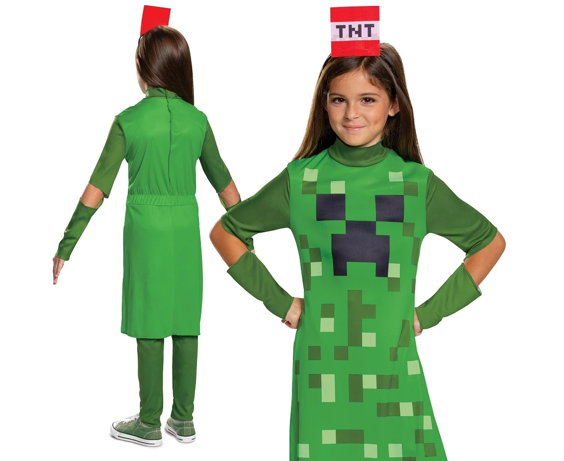 Strój Dziewczynka Creeper Classic - Minecraft (licencja), rozm. M (7-8 lat)