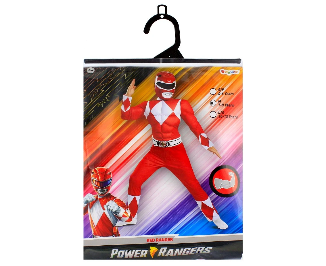 Strój Red Ranger Classic Muscle - Power Rangers (licencja), rozm. M (7-8 lat)