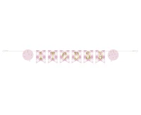 Banner papierowy Gingham 1st Today Birthday, różowy, 183 cm KK