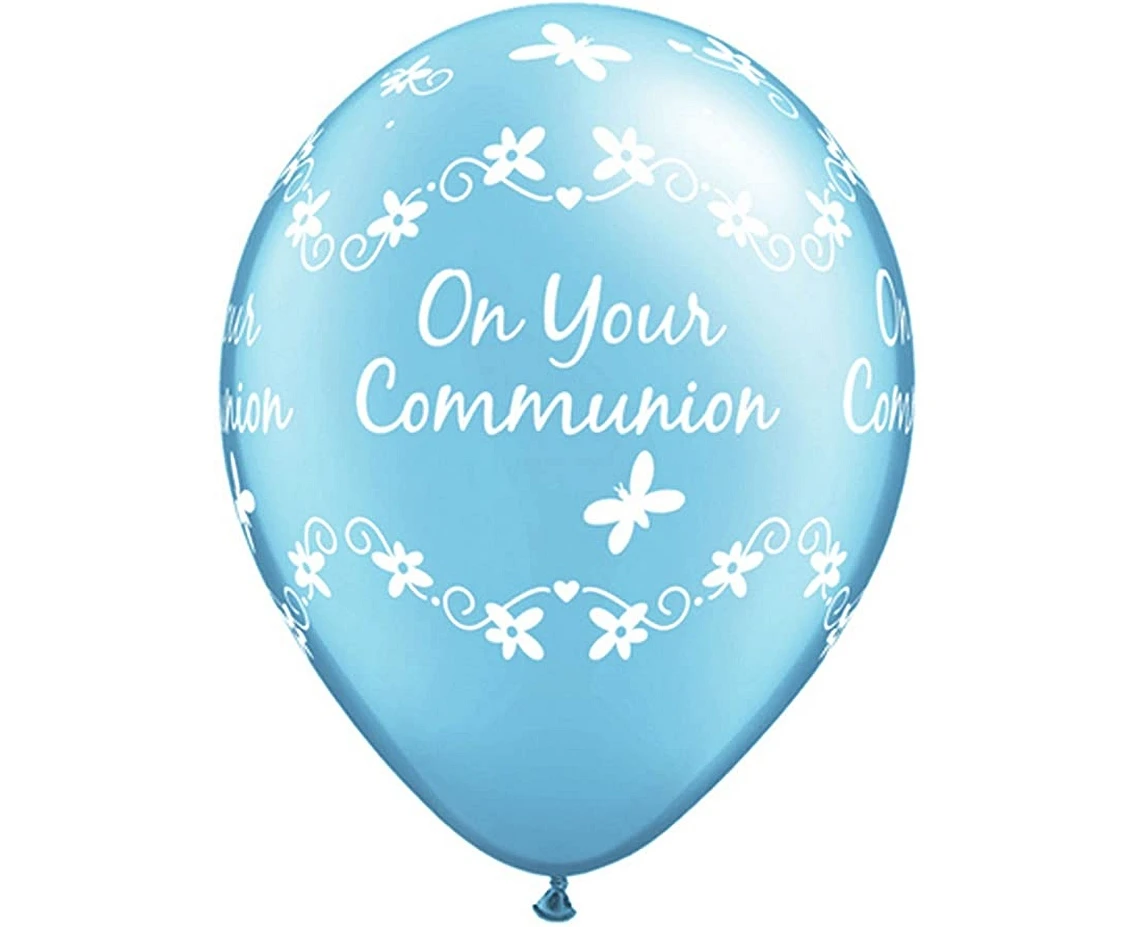 Balon QL 11" z nadr. On your communion, niebieskie / 6 szt. KK