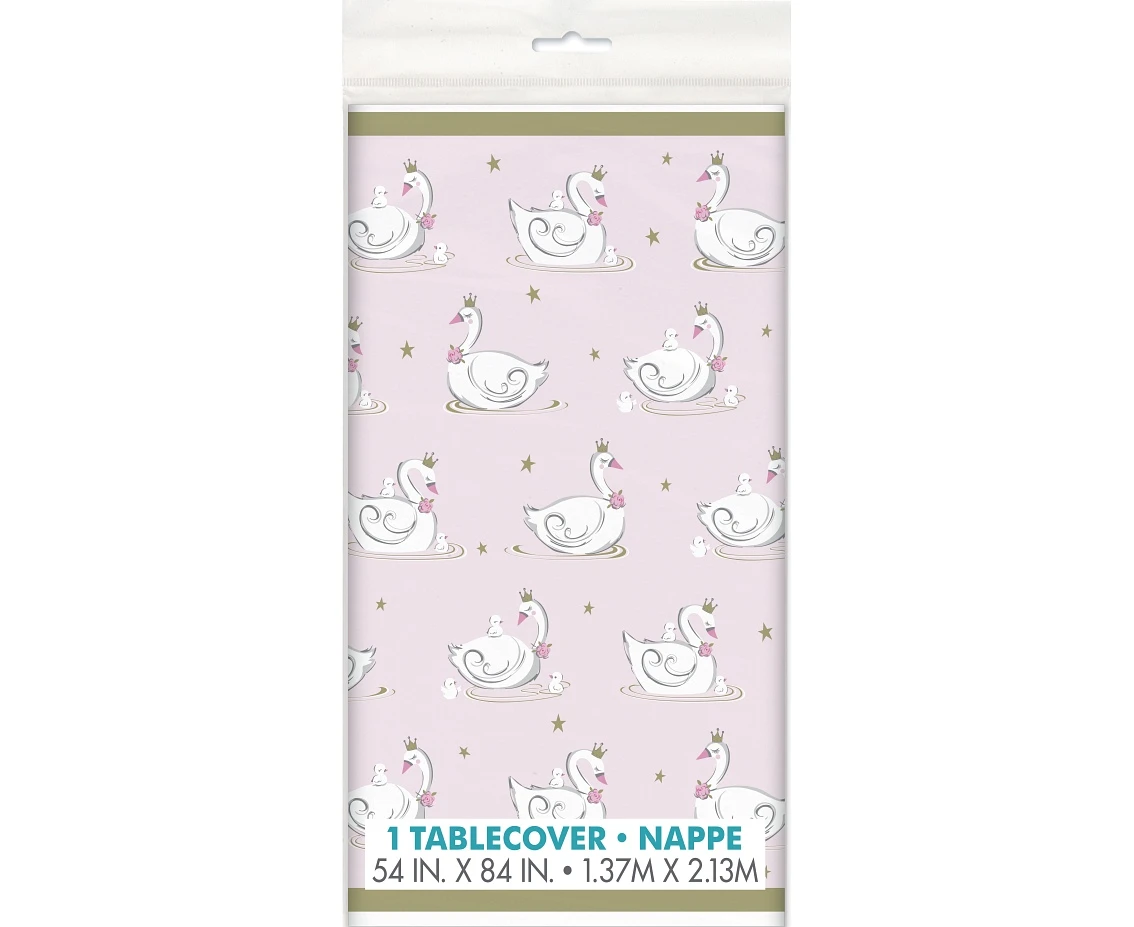 Obrus plastikowy Swan Birthday, 137 x 213 cm KK