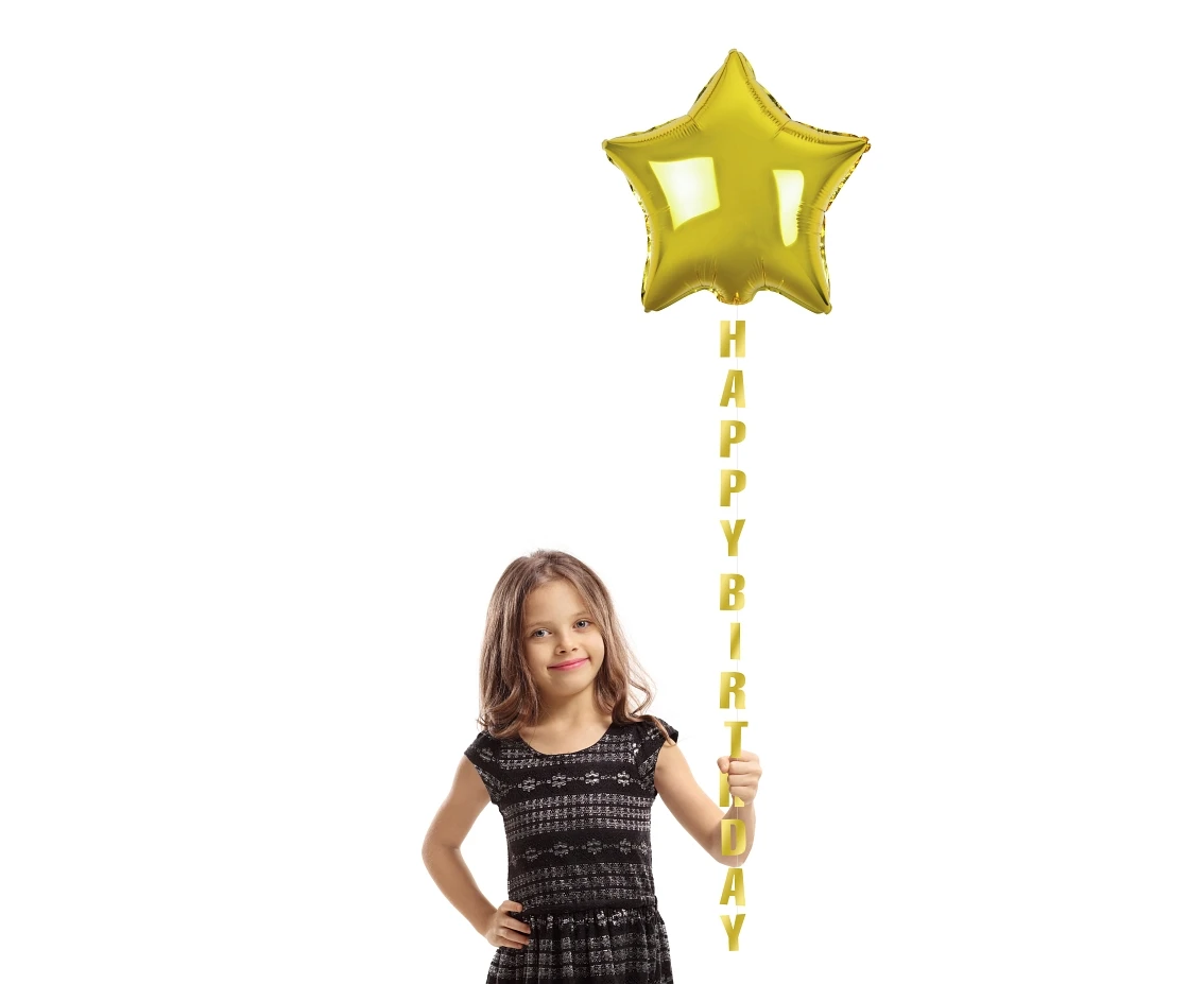 Dekoracja pionowa B&C Happy Birthday, złota, 170 cm KK