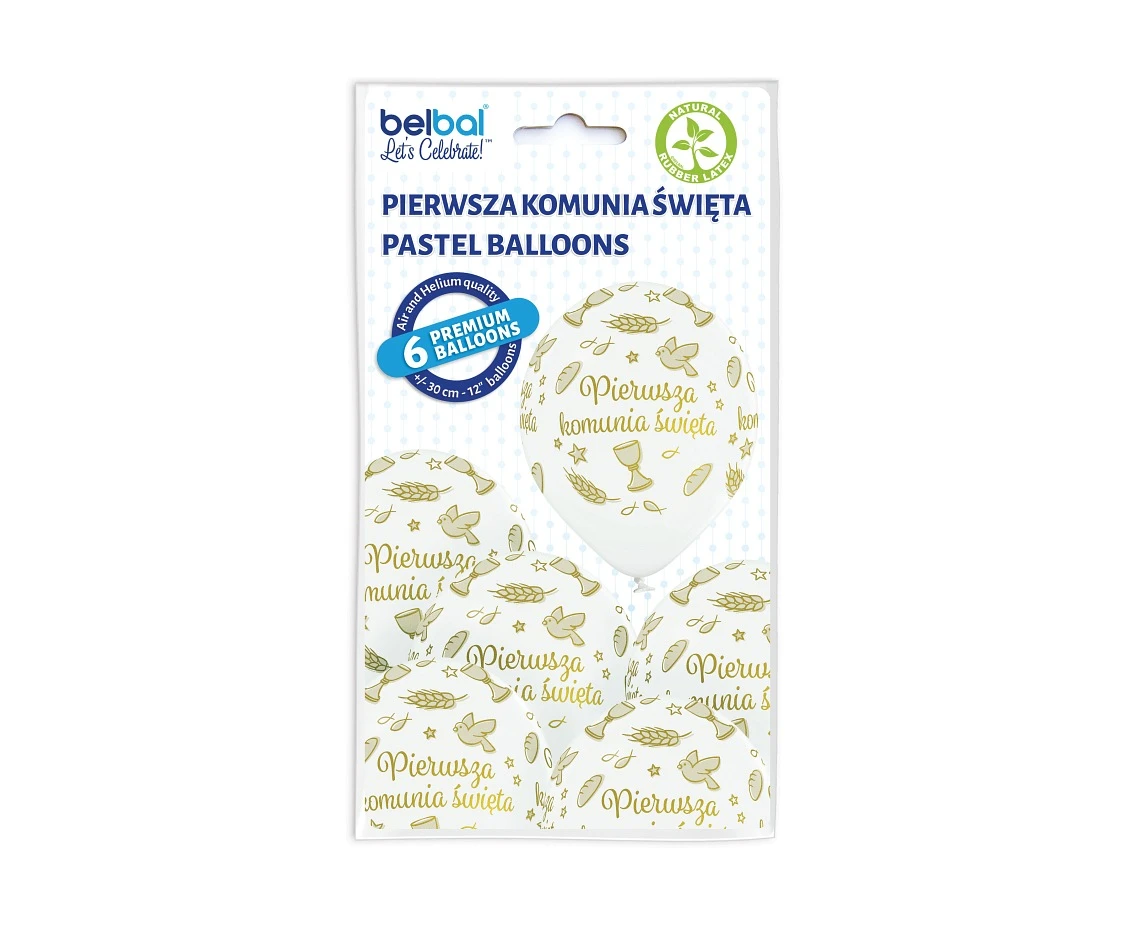 Balony Belbal 12", D11, I komunia PA 002, 6szt.