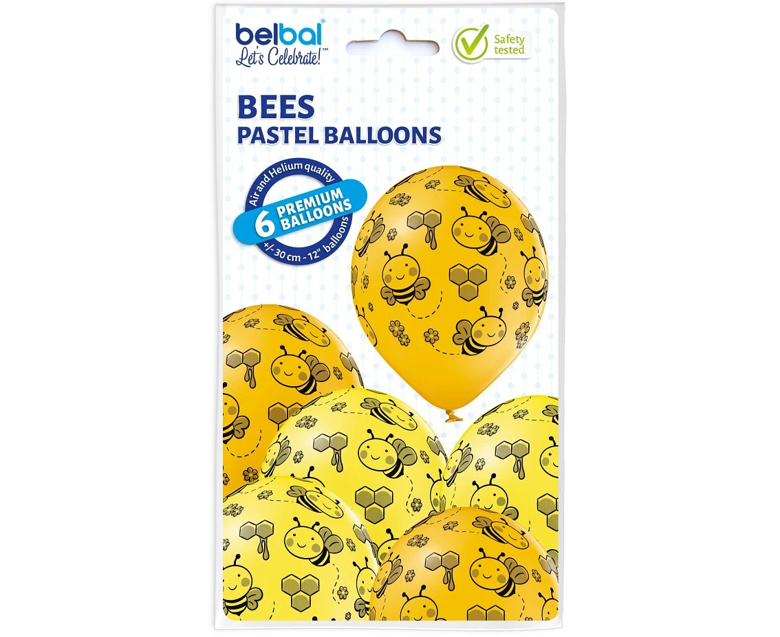 Balony Belbal 12", D11, pszczoły, 6szt.