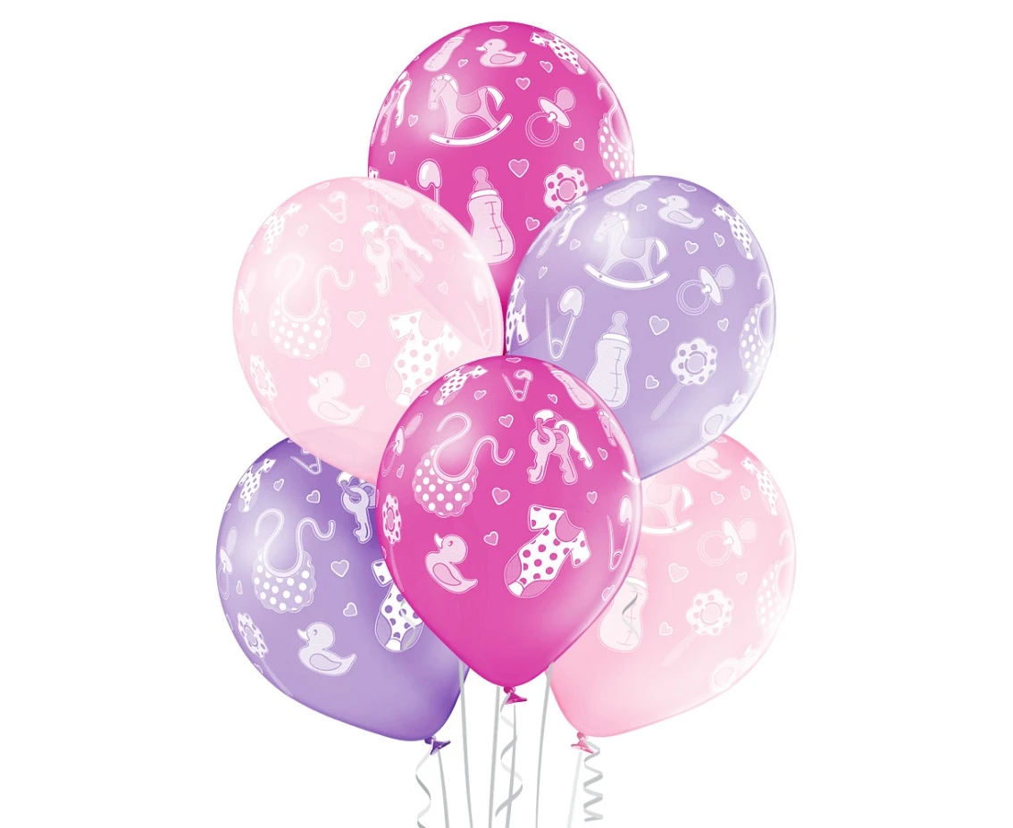 Balony Belbal 12", D11, baby dziewczynka, 6szt.