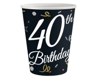 Kubeczki papierowe B&C 40 Birthday, 250 ml/ 6 szt.