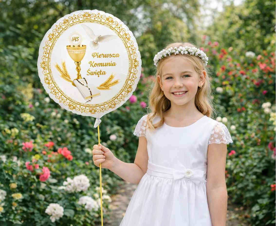 Balon foliowy Pierwsza Komunia Święta, 18" KK
