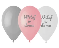 Balony Gemar 12", pastel premium "Witaj w domu", różowe, 6szt.