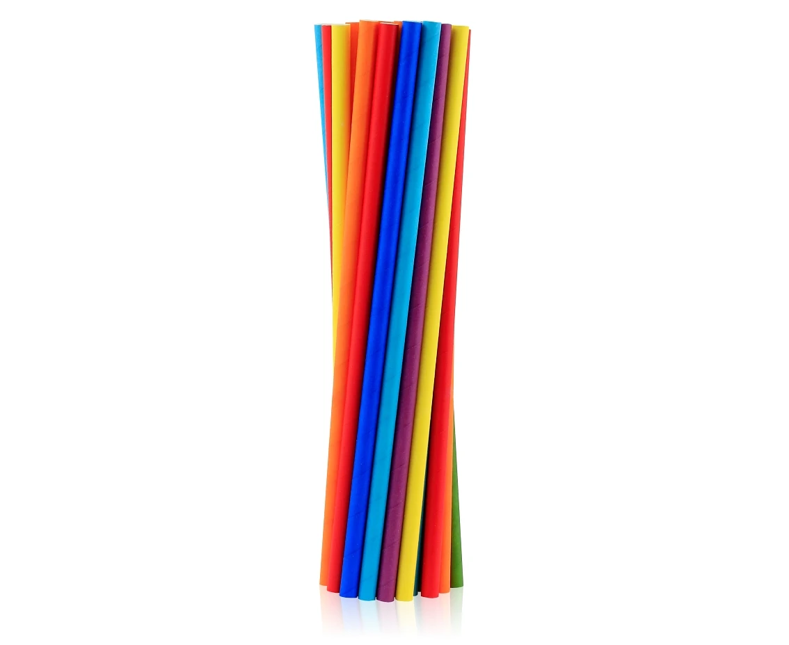 Rurki (słomki) pap. SHAKE tęczowy mix, 8x252mm / 200 szt. KK