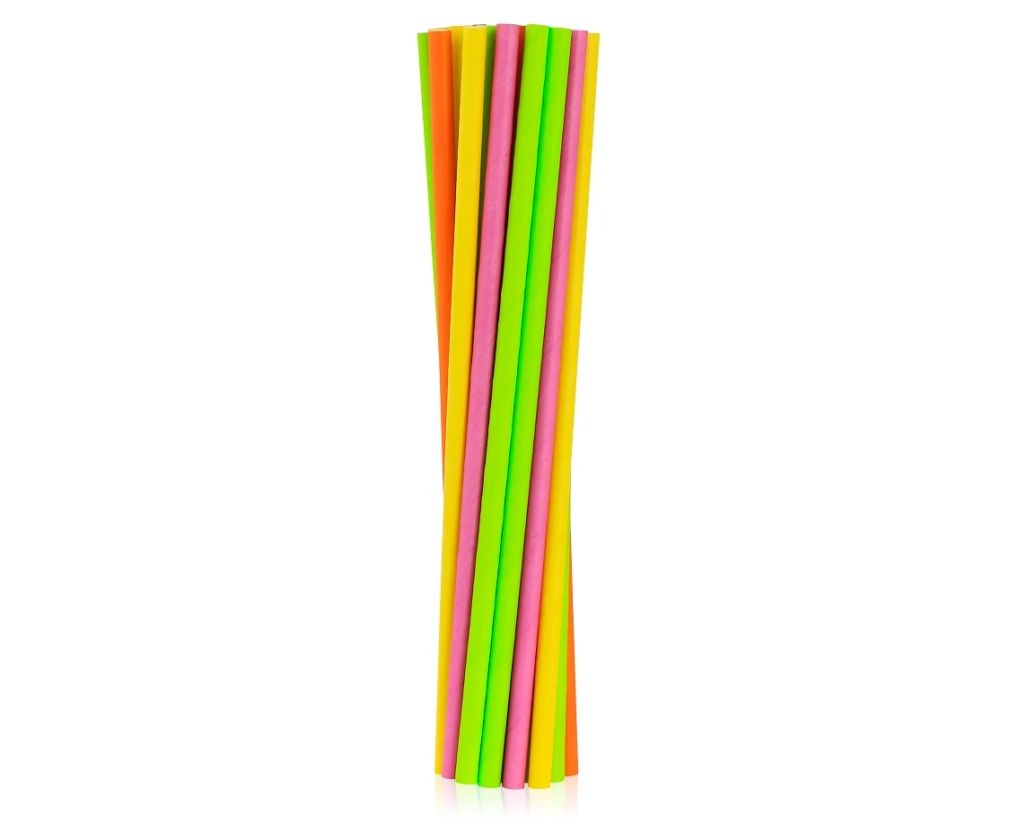 Rurki (słomki) pap. Fluor mix, 6x197mm / 24 szt.