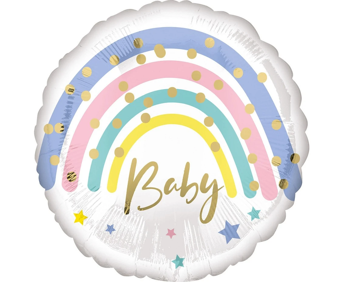Balon foliowy 18" Pastel Rainbow Baby, zapakowany KK