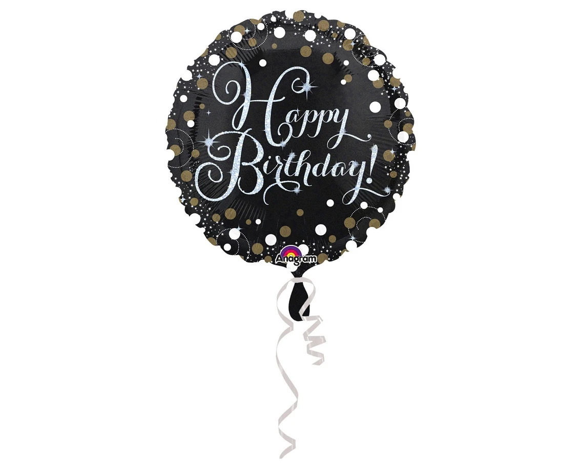 Balon foliowy 18" Sparkling Birthday, okrągły, 43cm, zapakowany KK