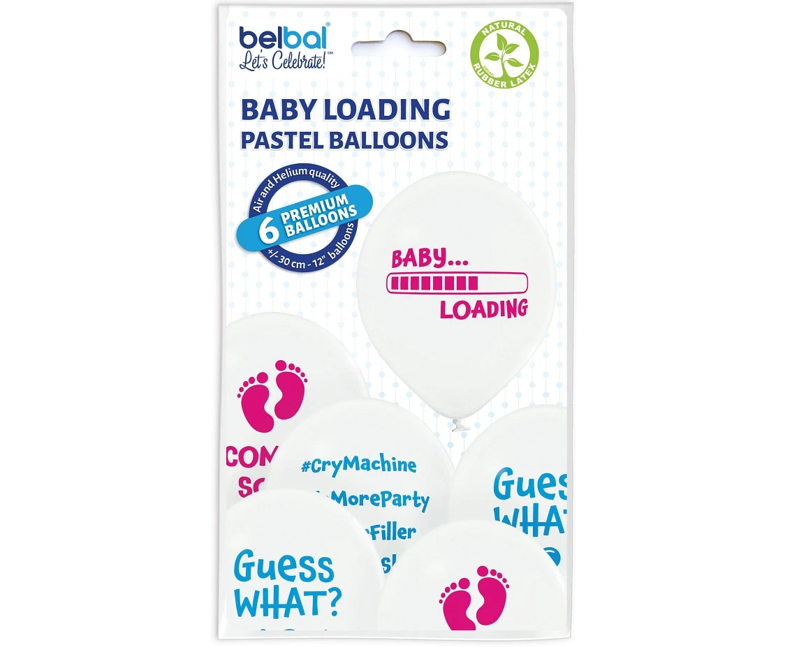 Balony Belbal 12", D11, Baby loading białe, 6szt. KK