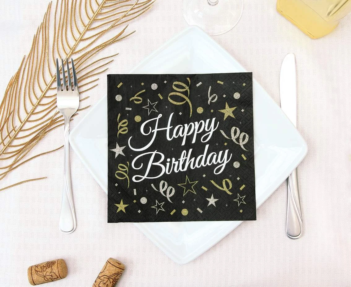 Serwetki B&C Happy Birthday, certyfikat FSC, 33x33 cm, 20 szt.