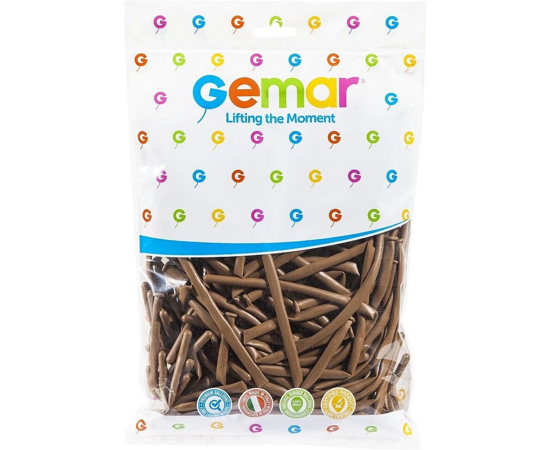 Balony Gemar, rurki włoskie kawowe, 100szt.
