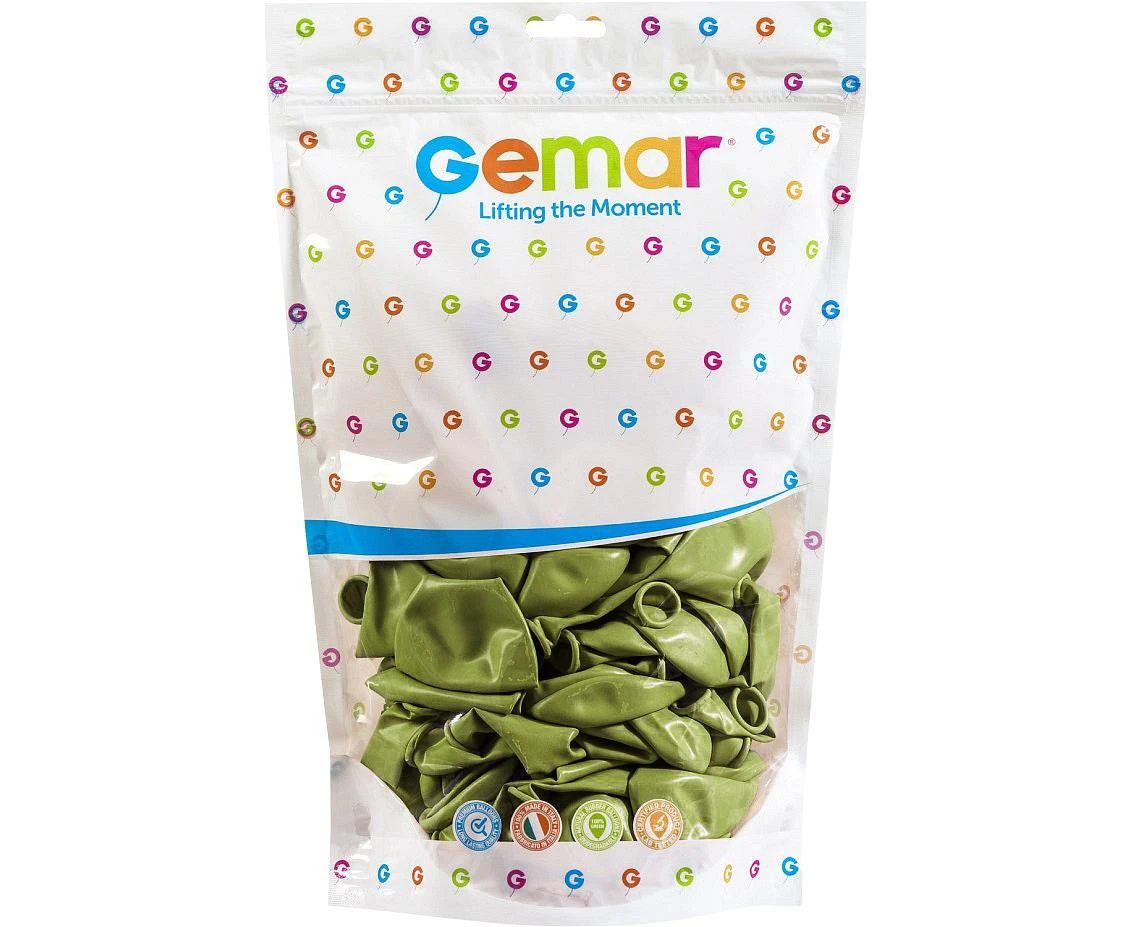 Balony Gemar 13", pastel zielone oliwkowe, 50szt.