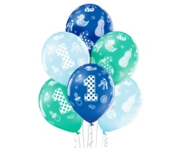 Balony Belbal 12", D11, 1sze urodziny chłopca, 6szt.