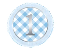 Balon foliowy 18" Gingham niebieski, zapakowany KK