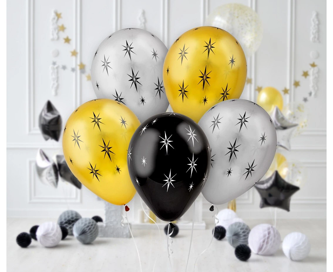 Balony B&C 12", błyszczące gwiazdy, 5szt. KK