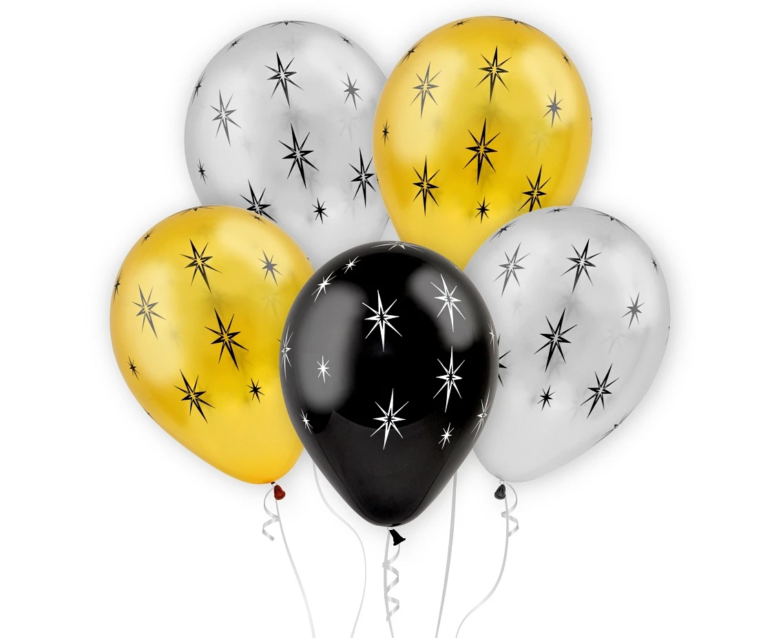 Balony B&C 12", błyszczące gwiazdy, 5szt. KK