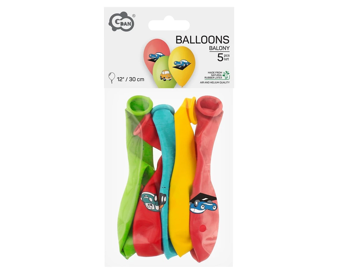 Balony Samochody (z kreskówek), 12 cali/ 5 szt.