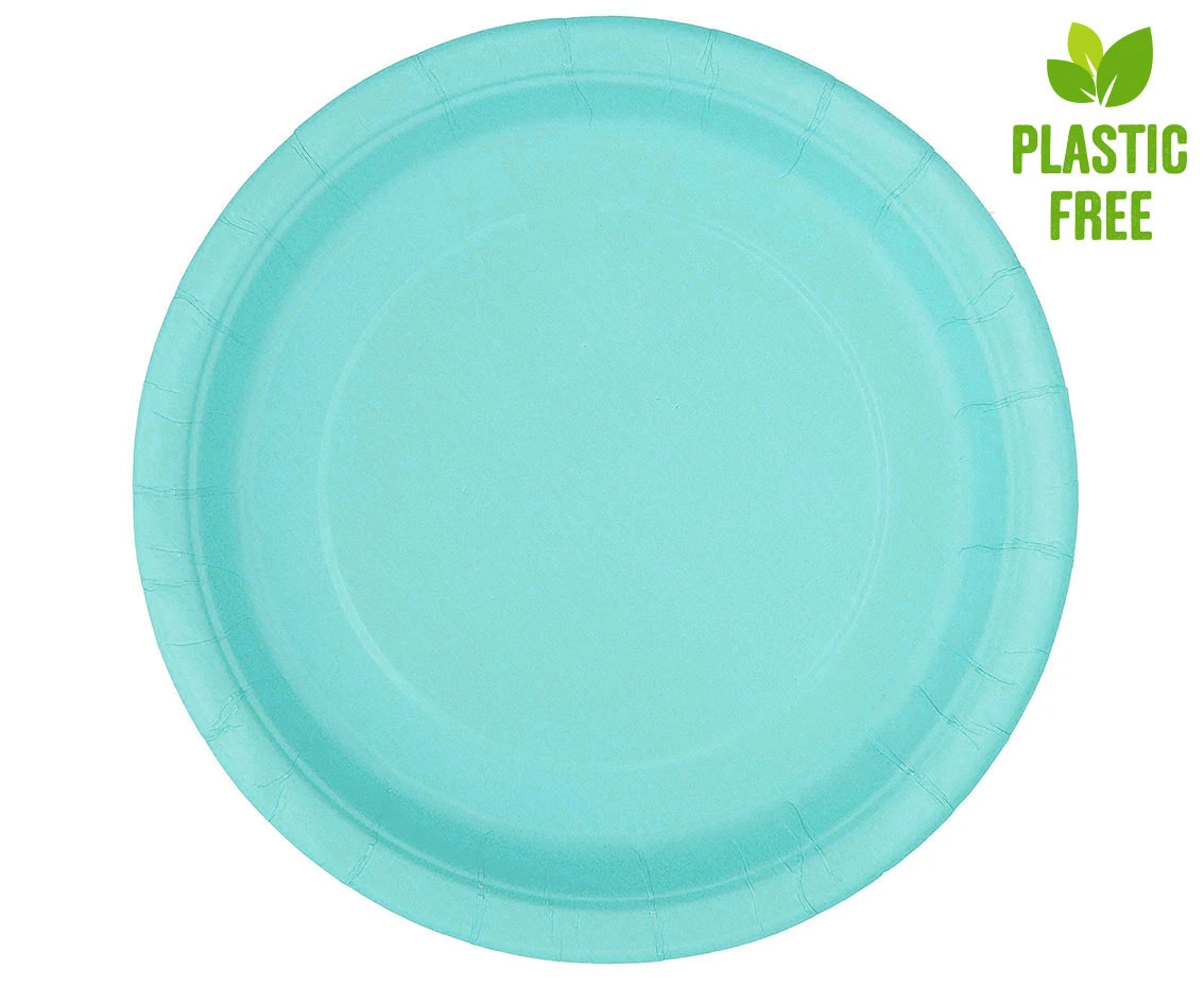 Talerzyki papierowe, jasnoniebieskie , 23 cm, 8 szt. (plastic-free)