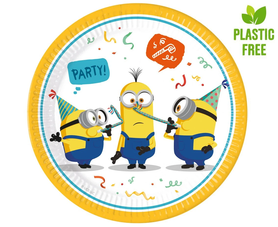 Talerzyki papierowe Minions Rise of Grue (Universal), next generation, 23cm, 8 szt. (plastic-free) (papier FSC)