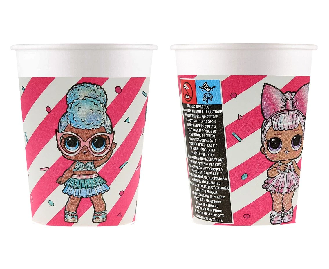 Kubeczki papierowe (WM), LOL Glitterati (MGA), 200ml, 8 szt. (SUP label) (numer do zamówień - 93469)