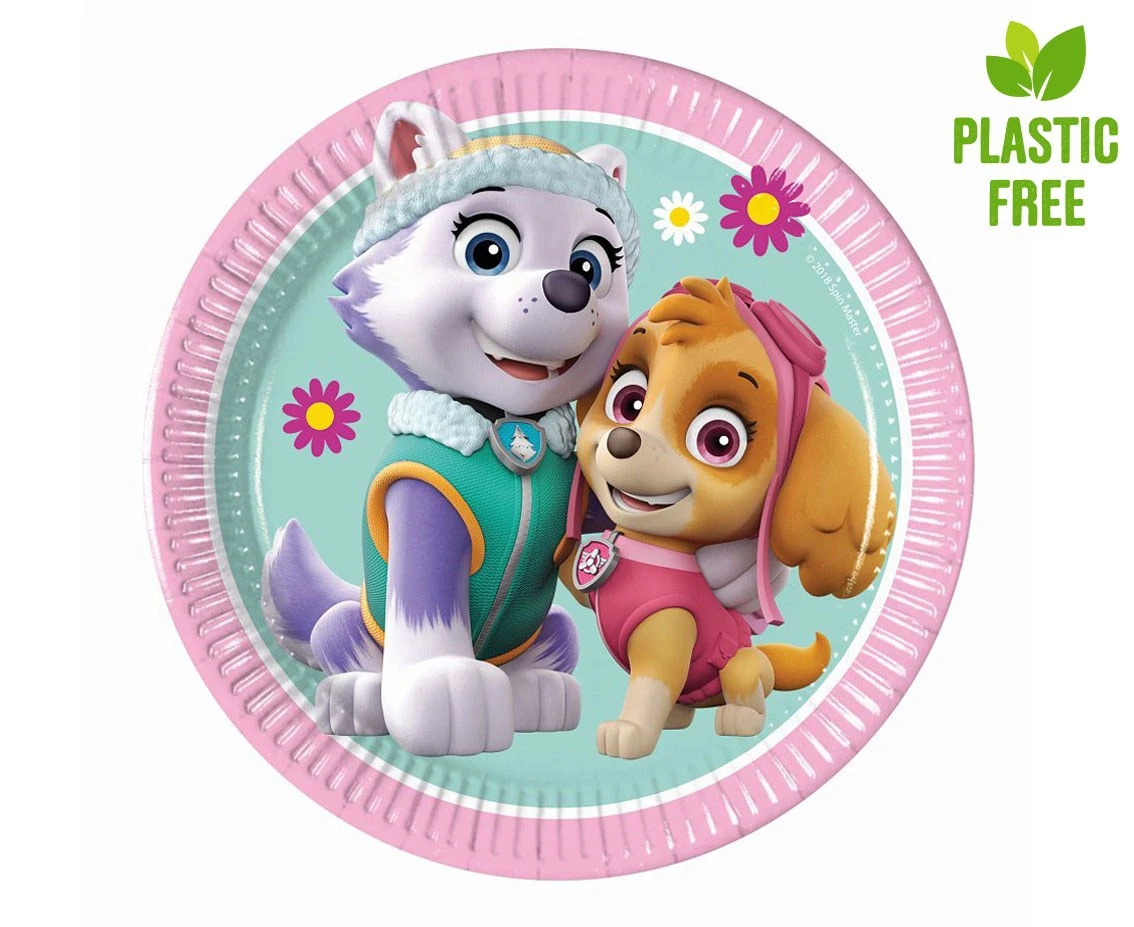 Talerzyki papierowe Paw Patrol Skye & Everest (Nickelodeon), 20cm, 8 szt. (plastic-free)
