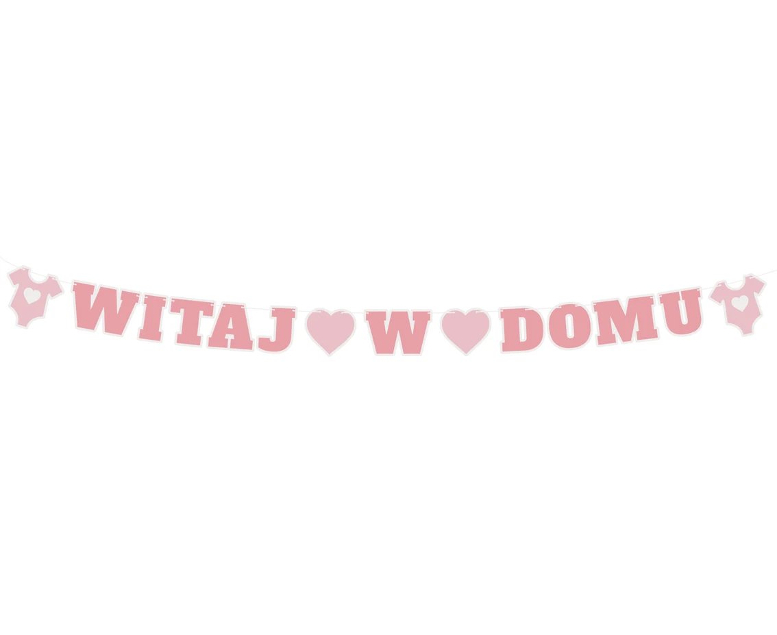 Girlanda papierowa B&G Witaj w domu, różowa, 200 cm