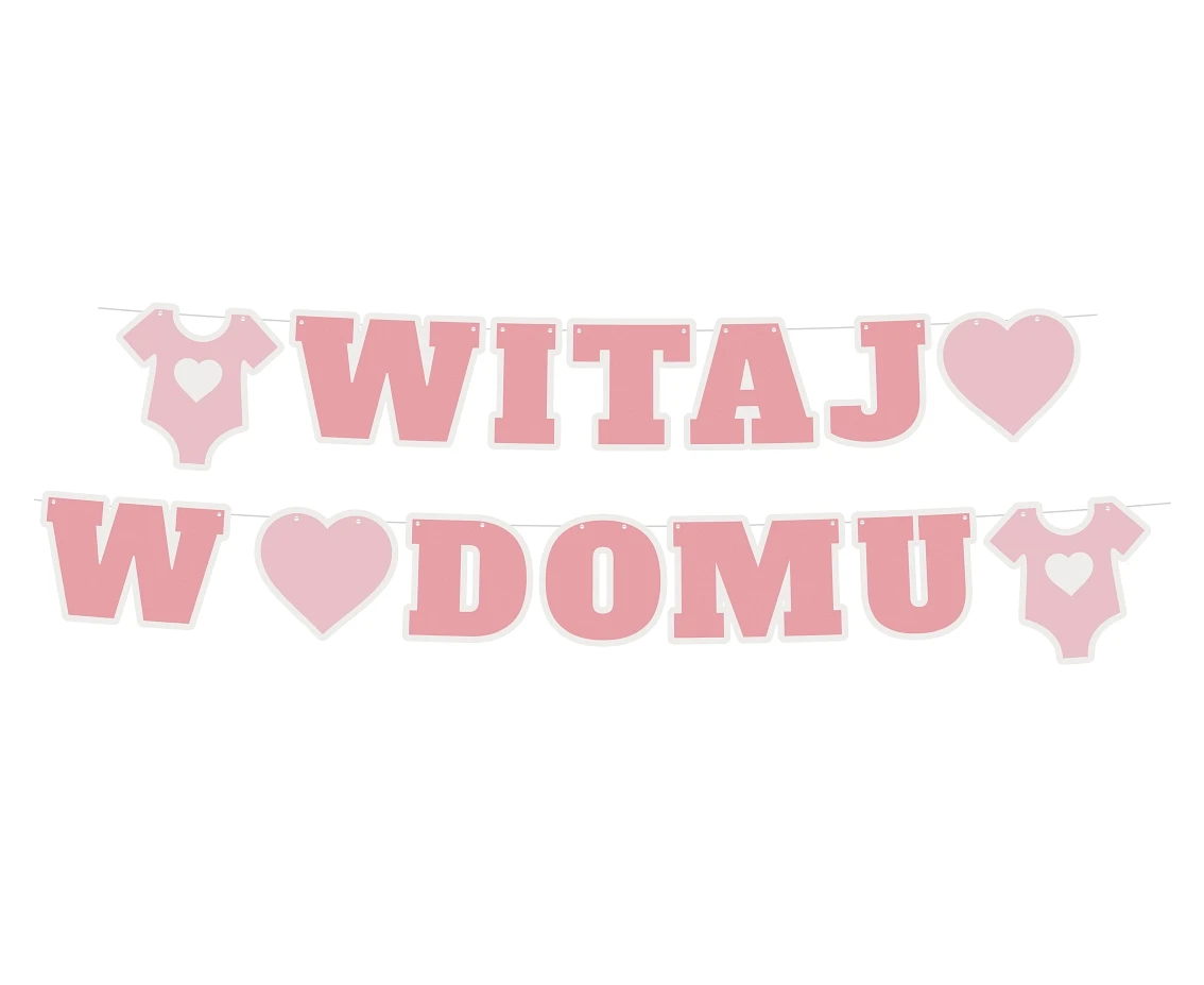 Girlanda papierowa B&G Witaj w domu, różowa, 200 cm