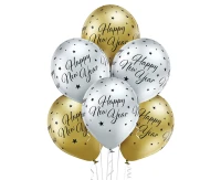 Balony Belbal 12", D11, glossy "Happy New Year", 6szt.