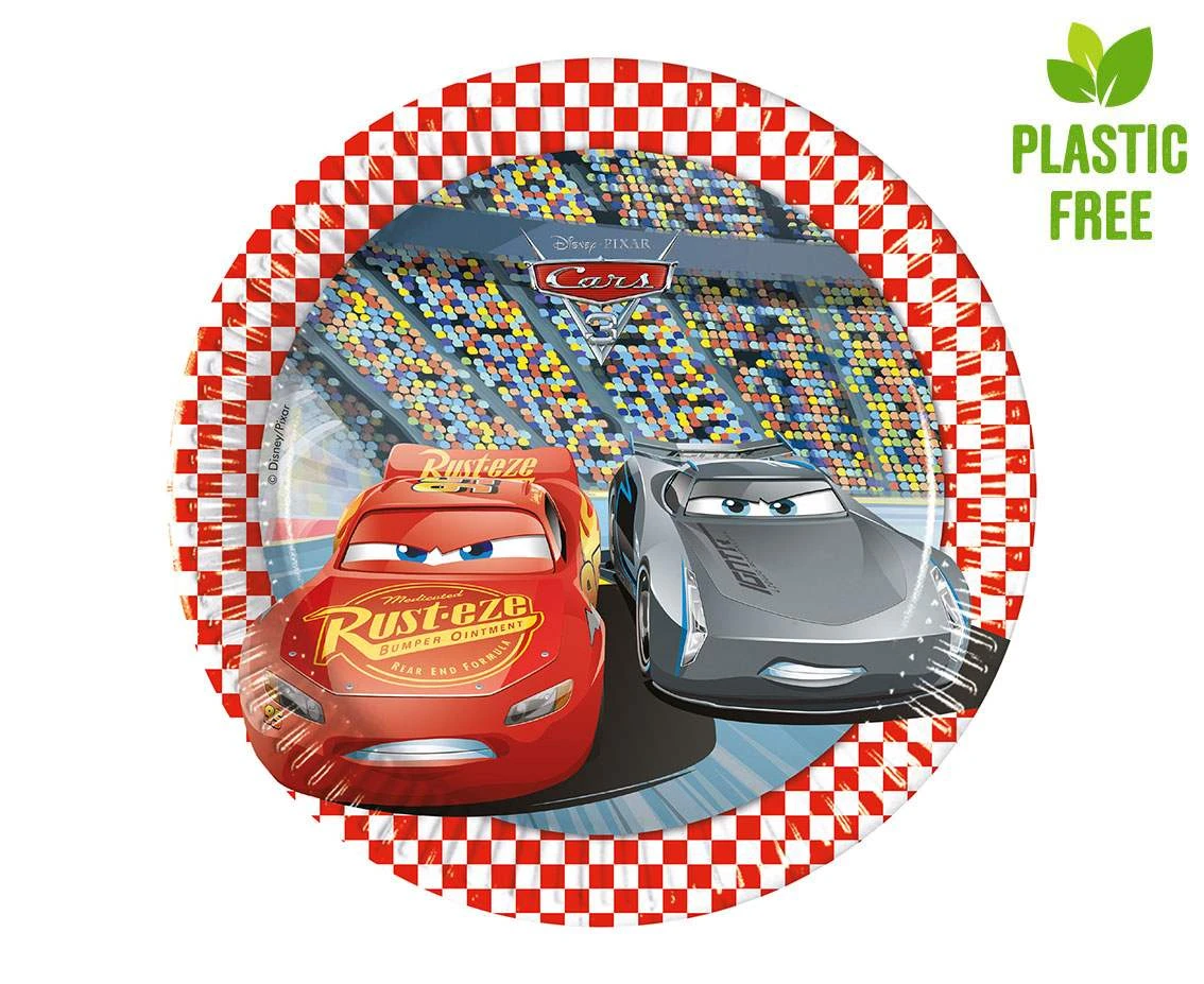 Talerzyki pap. Cars 3, next generation, 20 cm, 8 szt. (plastic-free) KK
