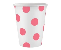 Kubeczki pap. białe, groszki różowe, certyfikat FSC, 250 ml, 6 szt. KK