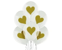 Balony Belbal 12", D11, złote serduszka, 6szt.