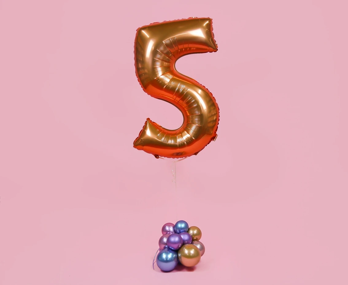 Balon foliowy Smart, Cyfra 5, miedziana, 76 cm KK