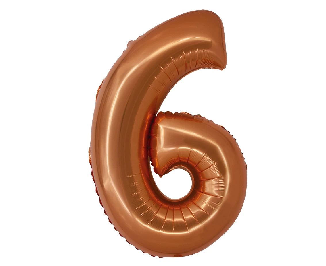 Balon foliowy Smart, Cyfra 6, miedziana, 76 cm KK