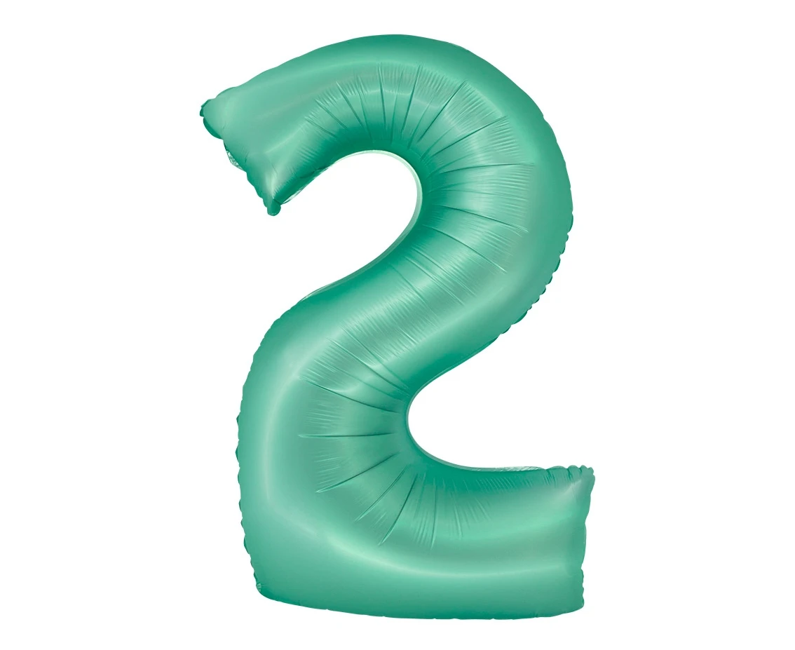 Balon foliowy Smart, Cyfra 2, miętowa matowa, 76 cm KK